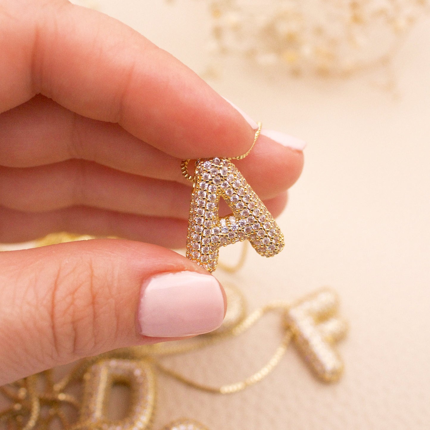 Pave Letter Initial Necklace