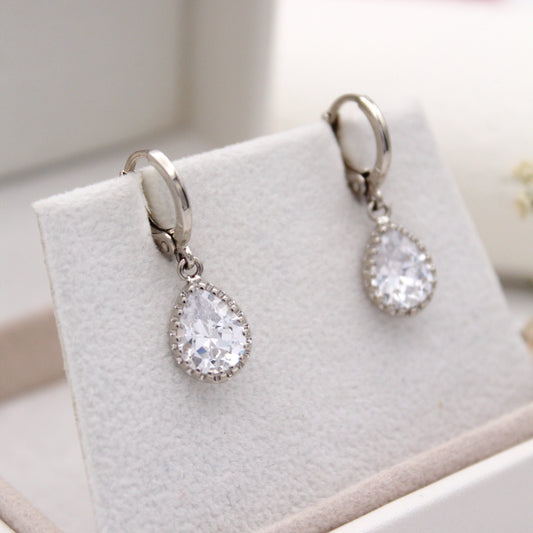 Celestine Silver Huggie Earrings