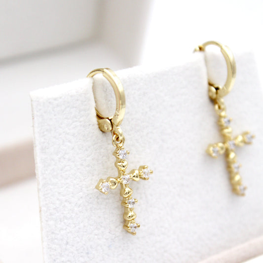 Thais Cross Huggie Earrings