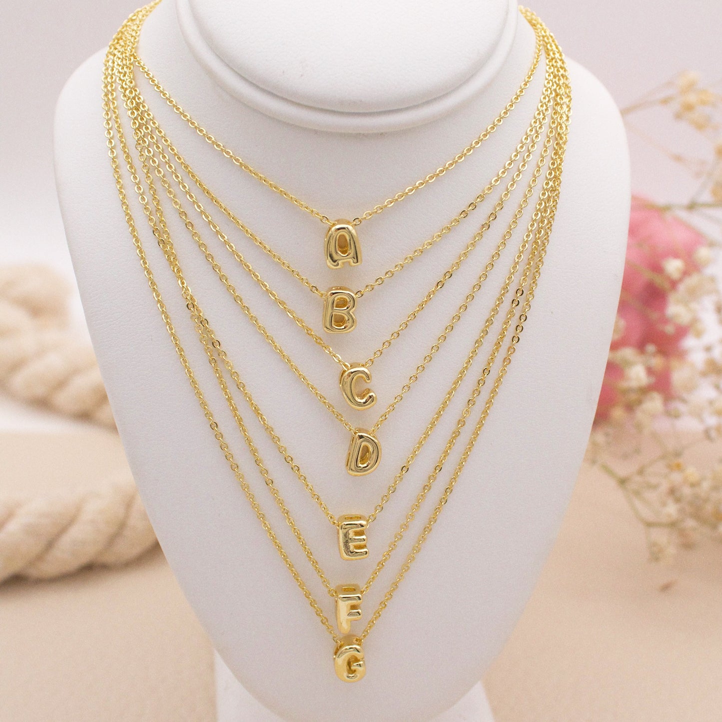 Mini Bubble Letter Initial Necklace