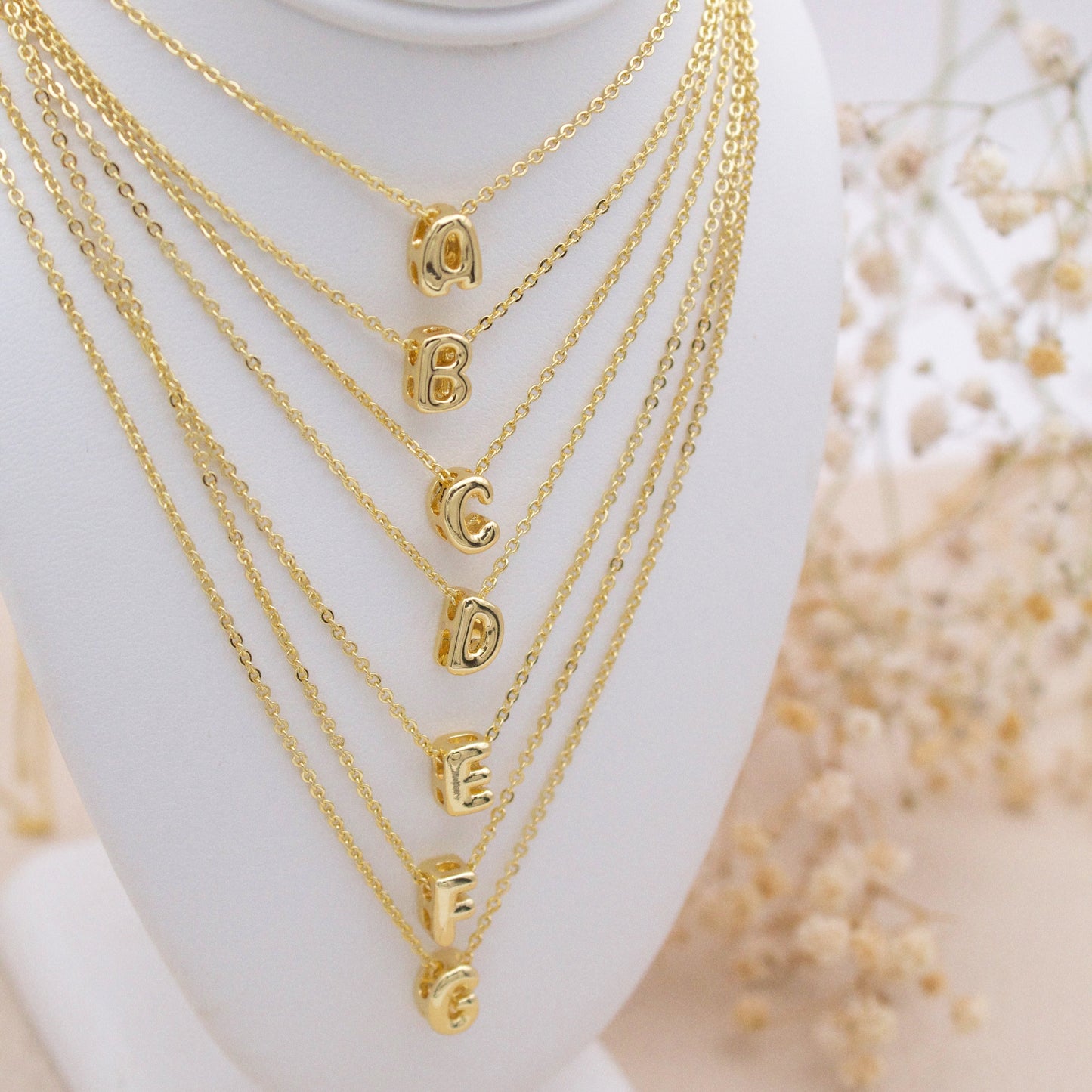 Mini Bubble Letter Initial Necklace