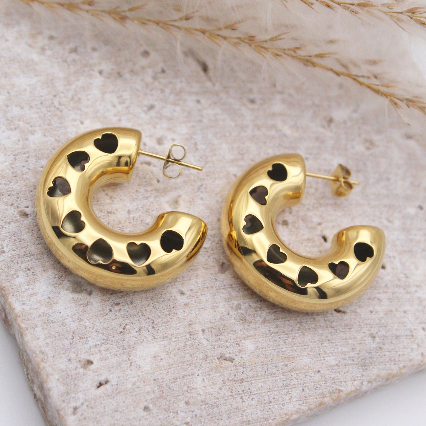 Coralia Chunky Hoop Earrings - Gold