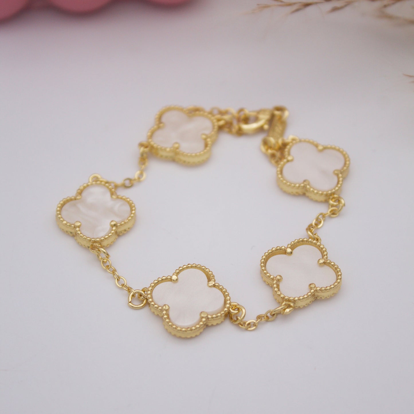Bianna Clover Bracelet- Blanco