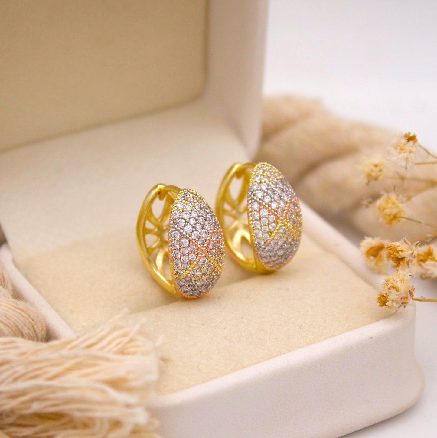 Margoth Triple Tone Huggie Earrings