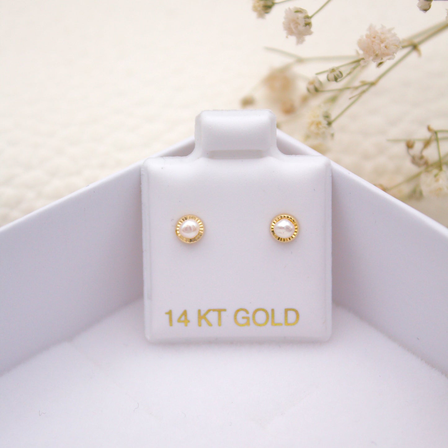 Mini pearl Screwback Piercings 14KT