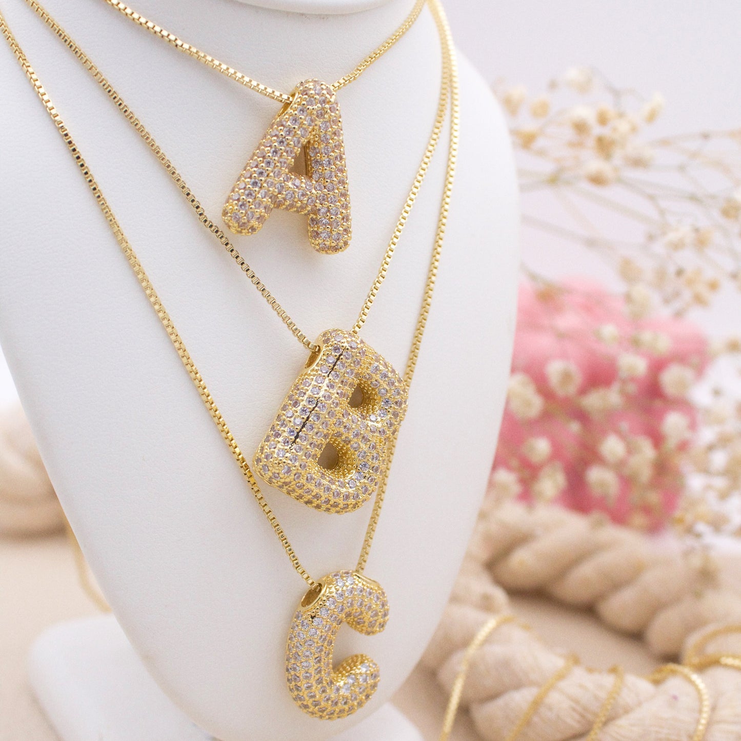 Pave Letter Initial Necklace