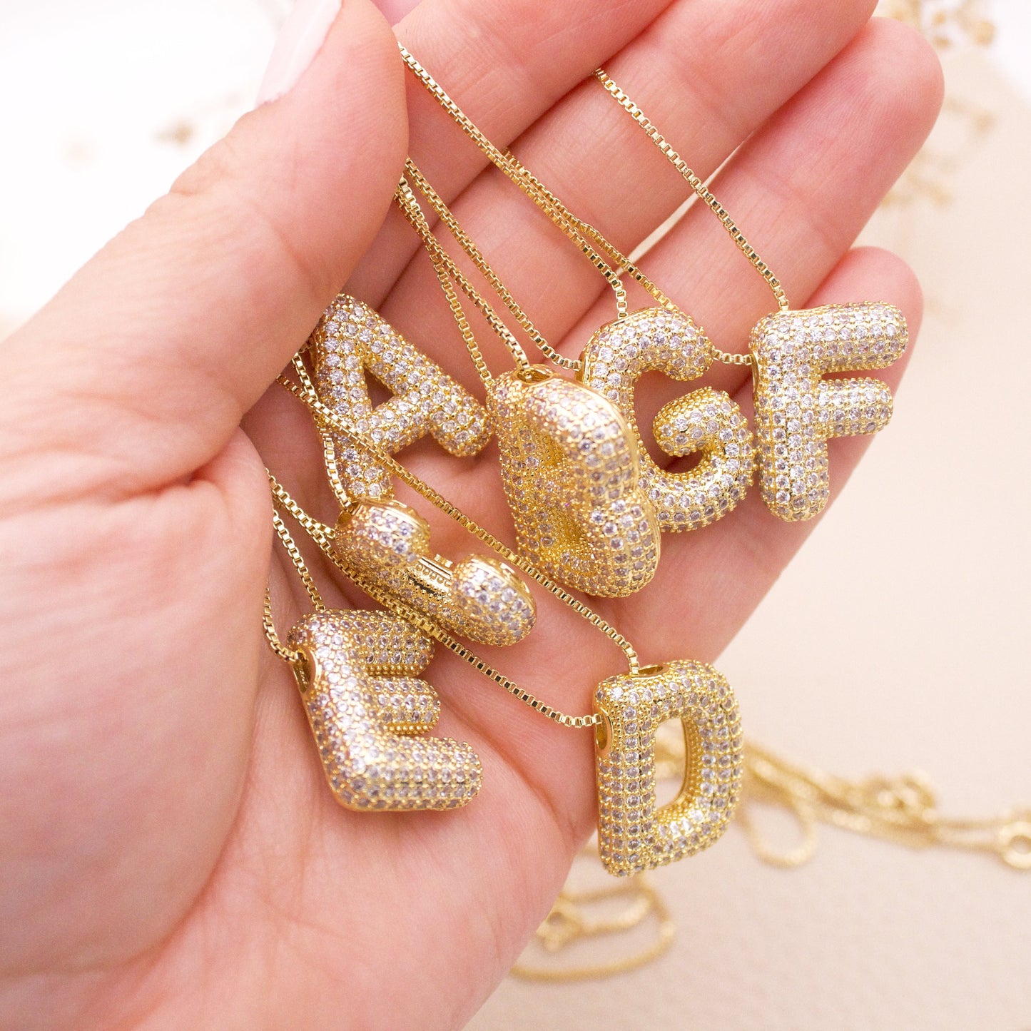 Pave Letter Initial Necklace