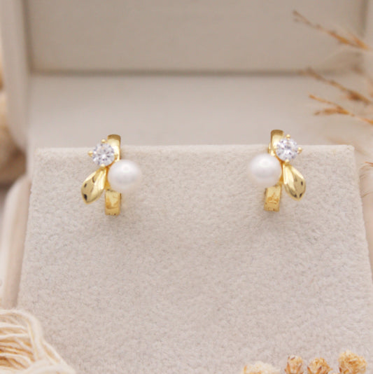 Ren Pearl Huggie Earrings