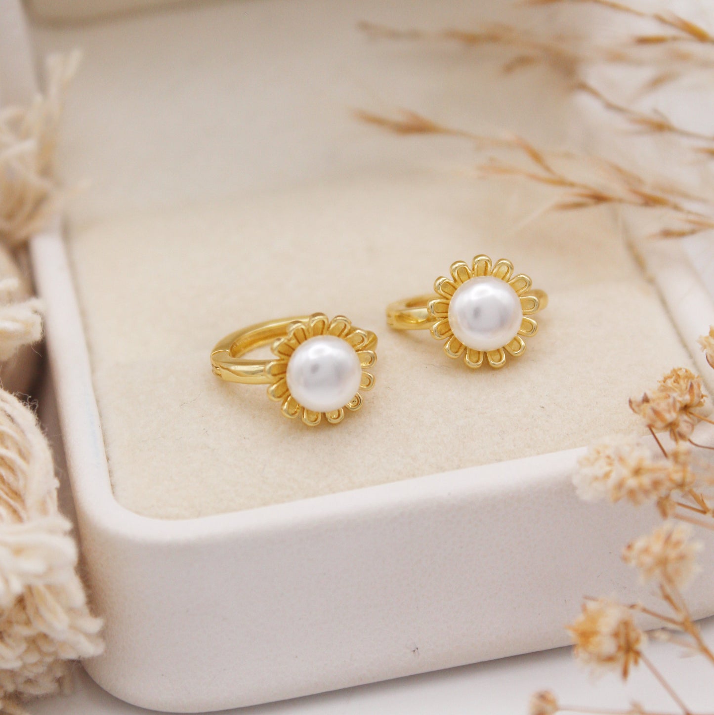 Sunny Pearl Huggie Earrings