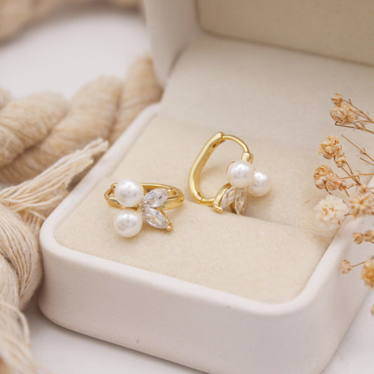 Zoe Pearl Huggie Earrings