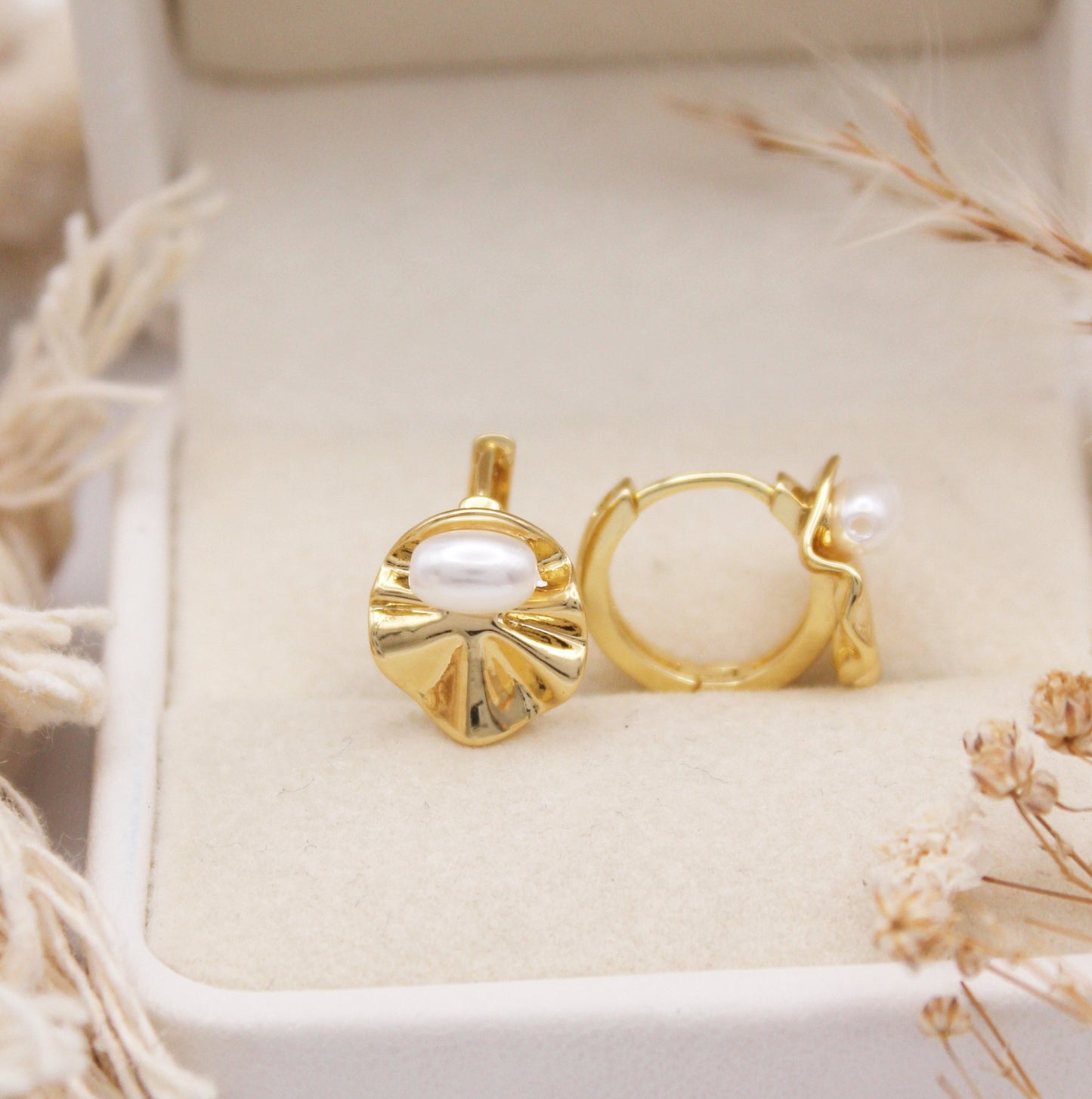 Aerith Pearl Huggie Earrings