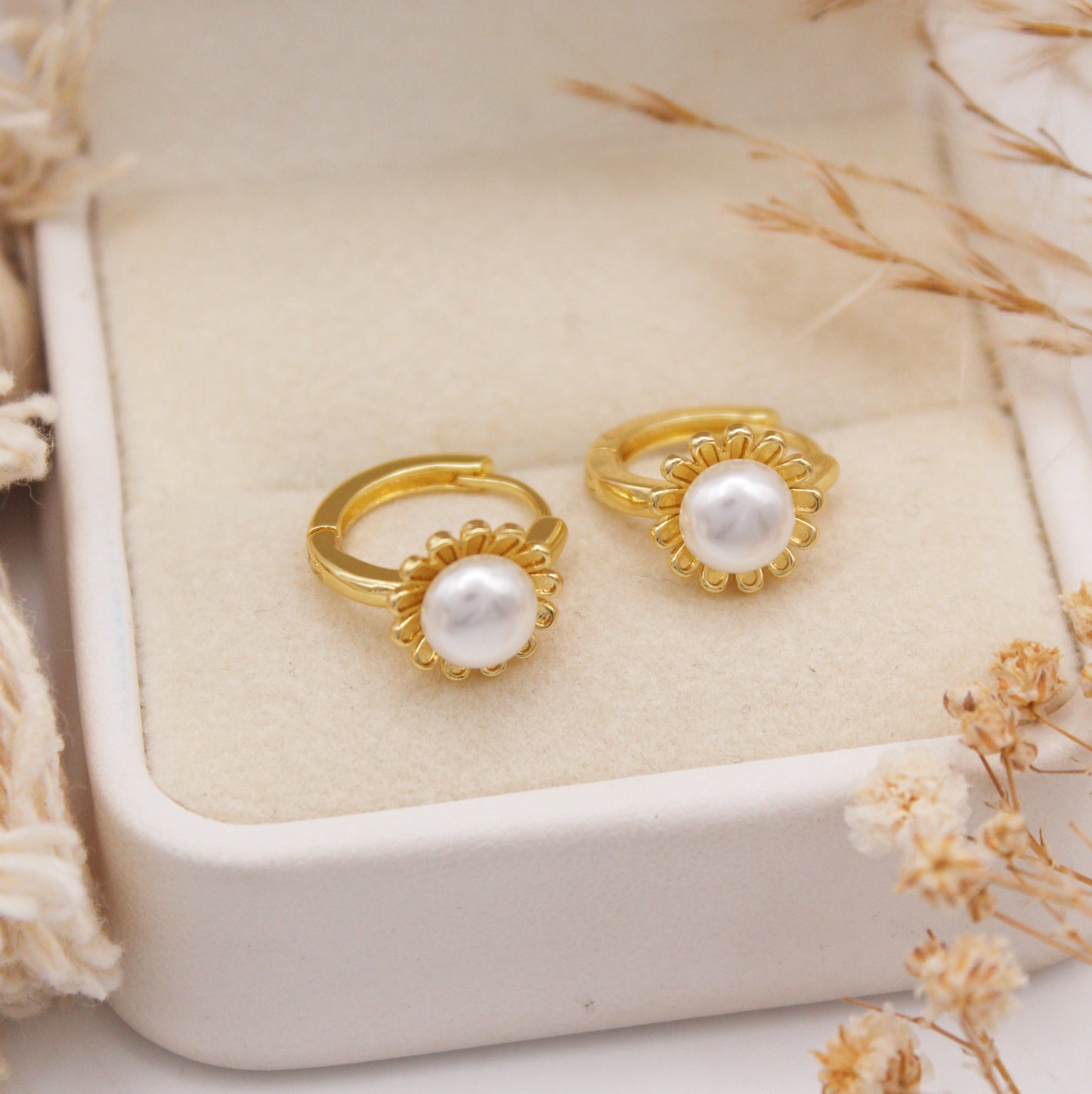 Sunny Pearl Huggie Earrings