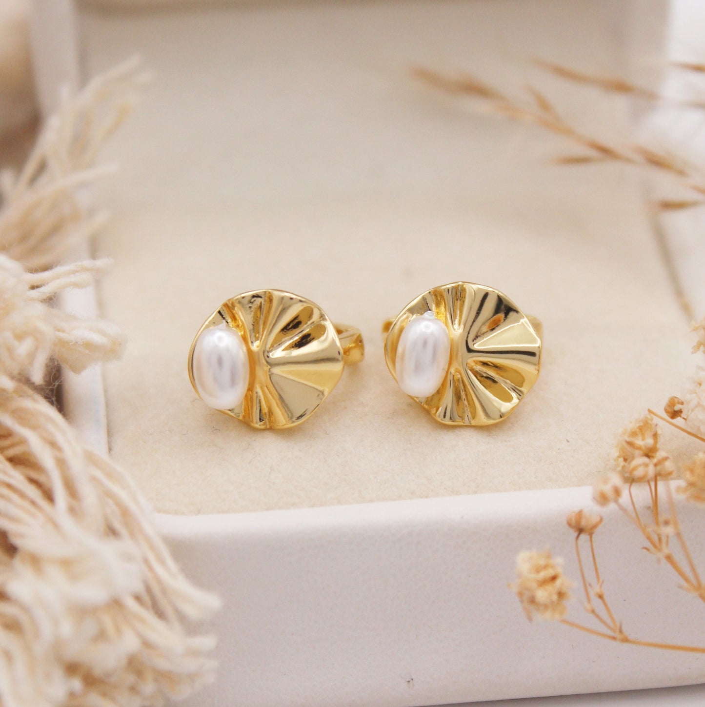 Aerith Pearl Huggie Earrings