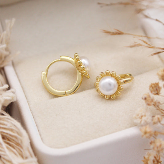 Sunny Pearl Huggie Earrings