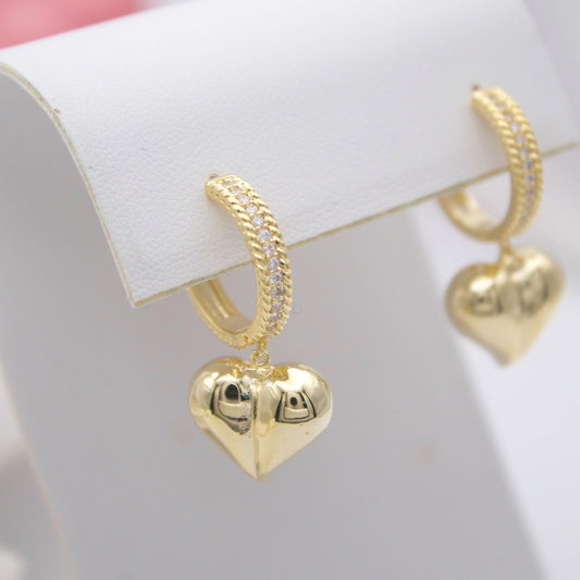 Liudmila Gold Heart Huggie Earrings