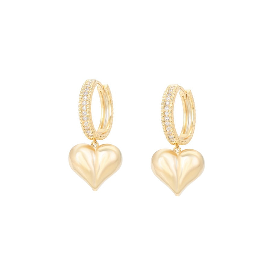 Liudmila Gold Heart Huggie Earrings