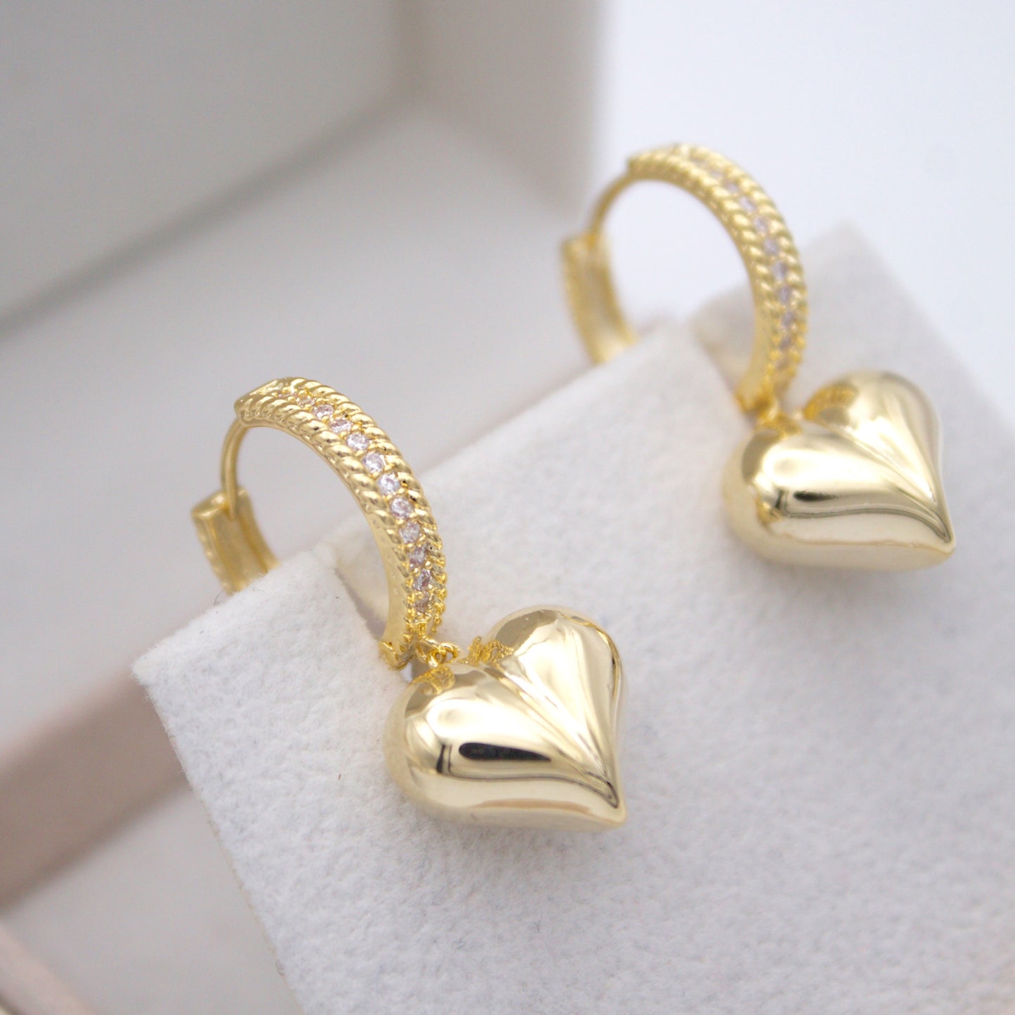 Liudmila Gold Heart Huggie Earrings