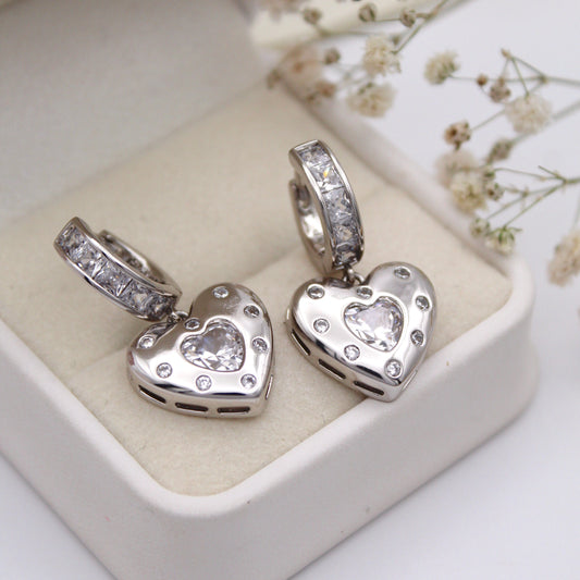 Karin Silver Heart Huggie Earrings