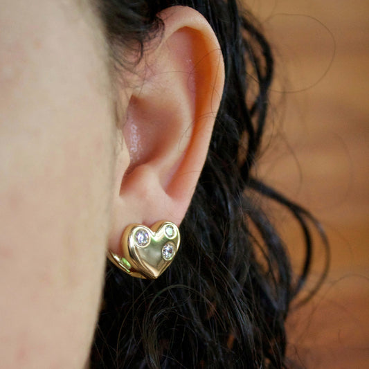 Greta Heart Huggie Earrings