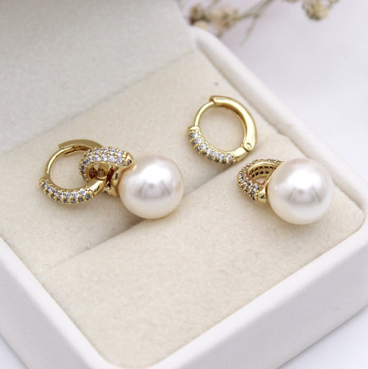 Dalina Pearl Huggie Earrings