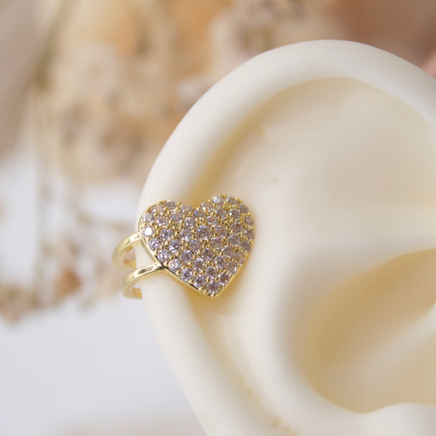 Enora Gold Heart Cuff Earring