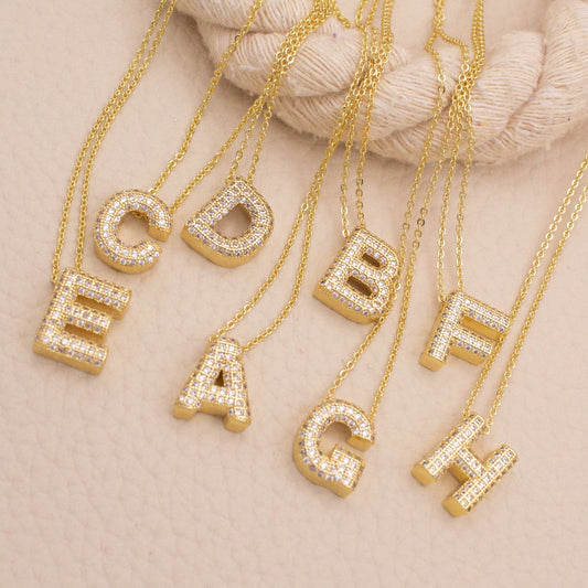 Wee Pave Letter Initial Necklace