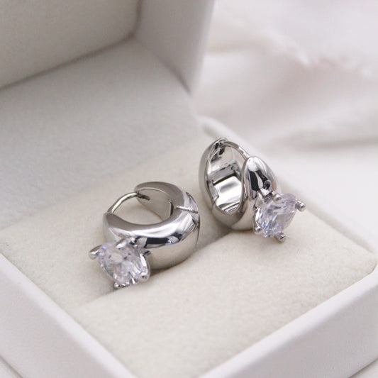 Oriana Silver Huggie Earrings