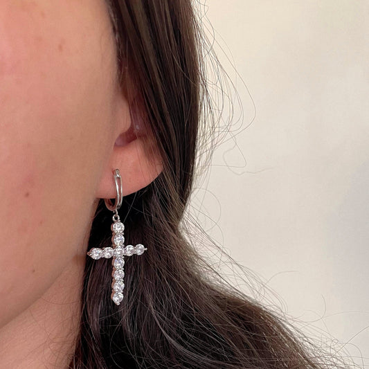 Taliyah Silver Cross Earrings