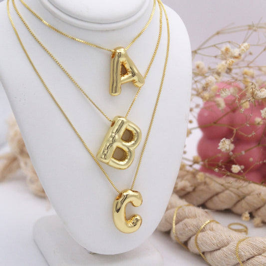 Bubble Letter Initial Necklace
