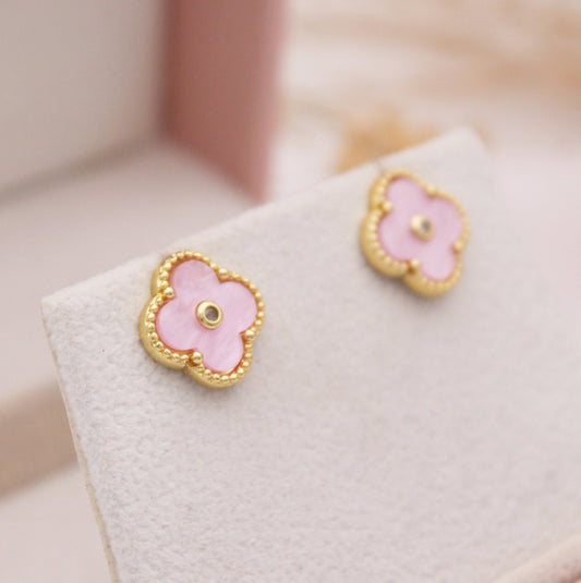 Suzette Clover Stud Earrings - Rosa