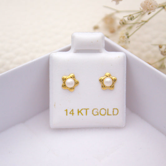 Fiore Pearl Screwback Piercings 14KT