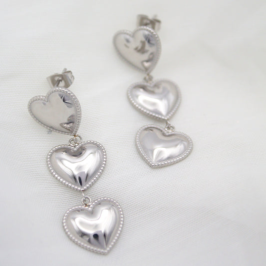 Catalina Heart Silver Stud Earrings