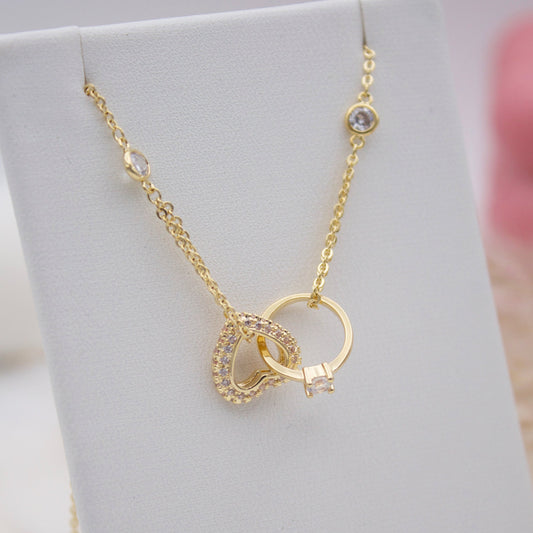 Fiancee Gold Heart Necklace