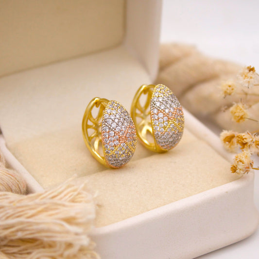 Margoth Triple Tone Huggie Earrings