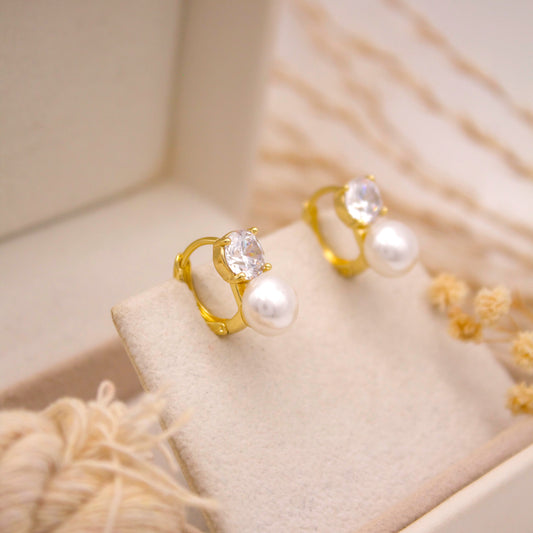 Arora Pearl Huggie Earrings