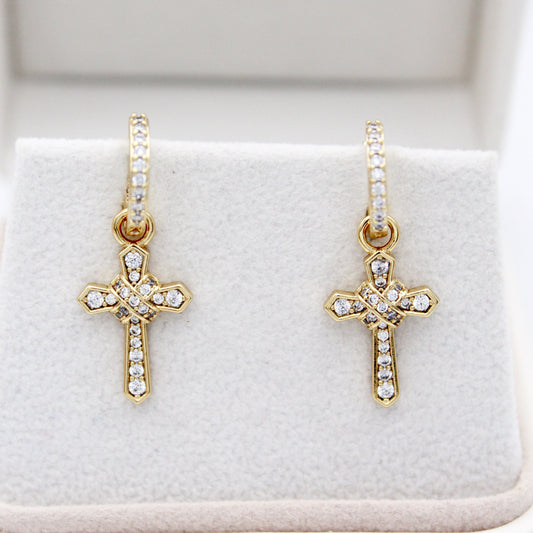 Theodora Cross Huggie Earrings