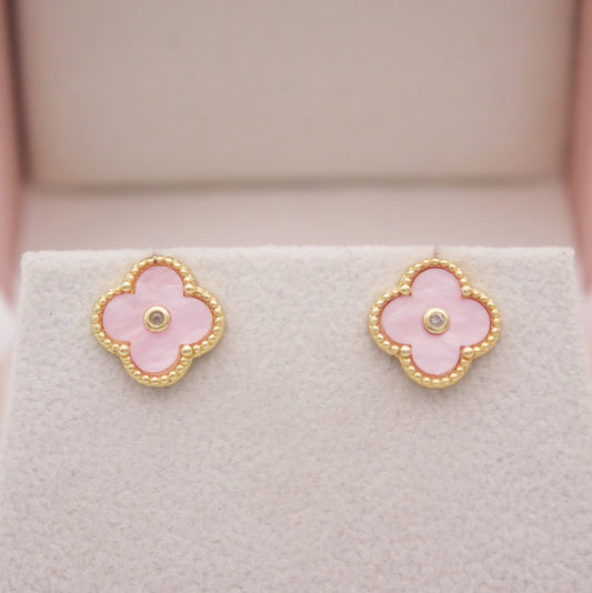 Suzette Clover Stud Earrings - Rosa