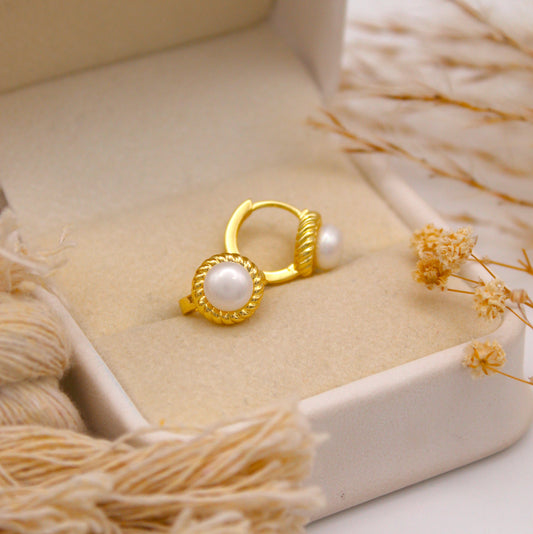 Tiny Pearl Huggie Earrings