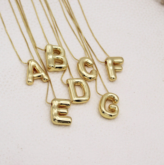 Bubble Letter Initial Necklace