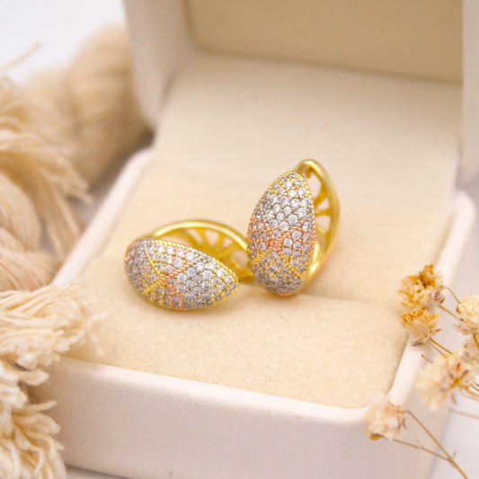 Margoth Triple Tone Huggie Earrings