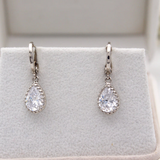 Celestine Silver Huggie Earrings