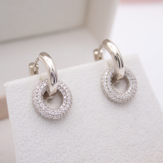 Cecile Silver Huggie Earrings