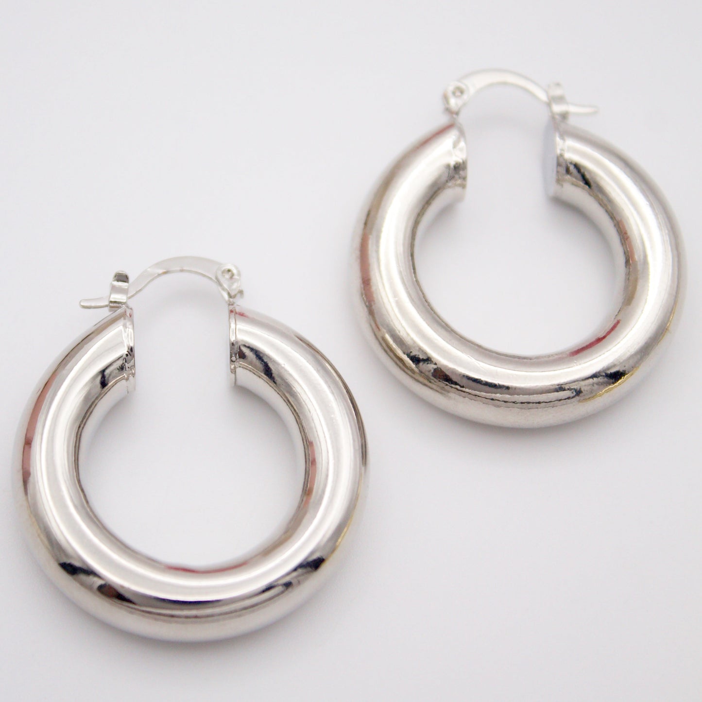 Haded Silver Hoop Earrings