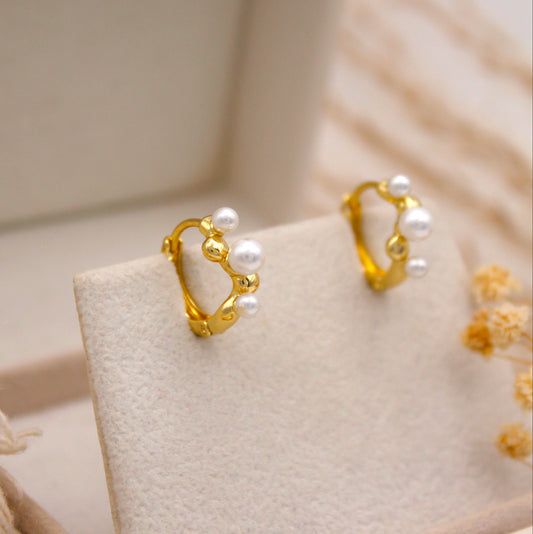 Cristally Pearl Huggie Earrings