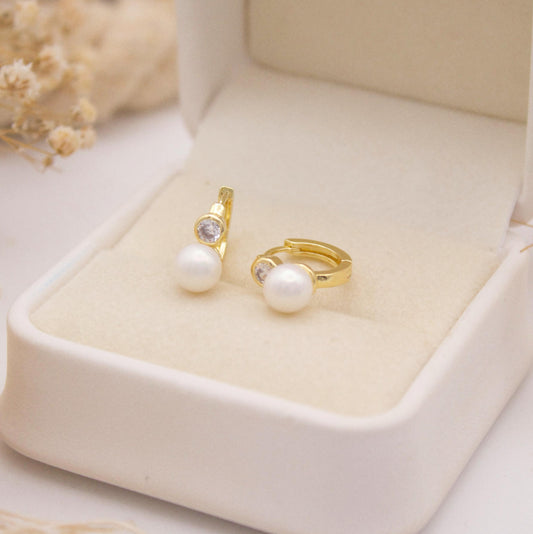 Mahira Pearl Huggie Earrings