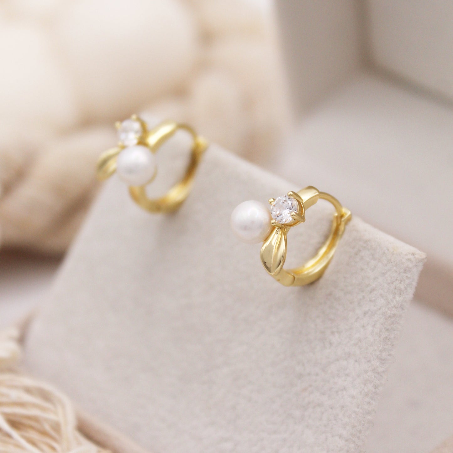 Ren Pearl Huggie Earrings
