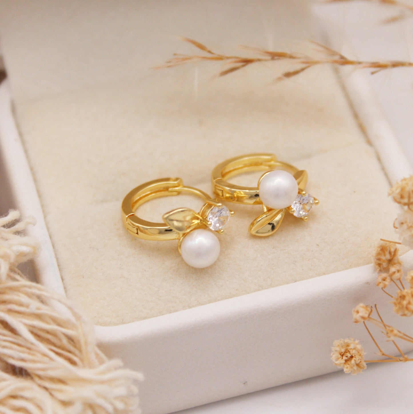 Ren Pearl Huggie Earrings