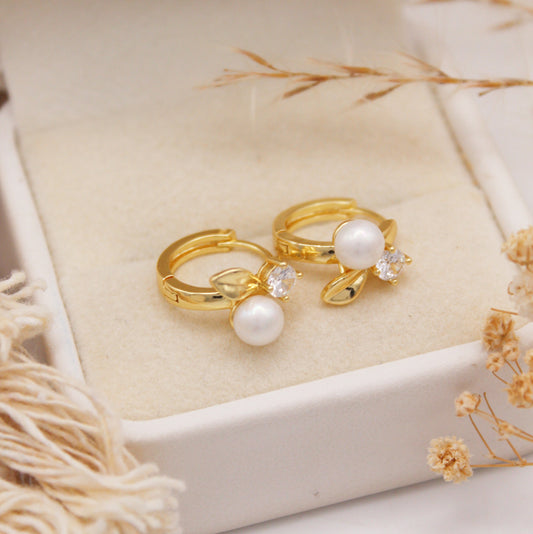 Ren Pearl Huggie Earrings