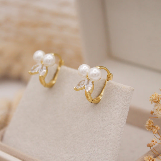 Zoe Pearl Huggie Earrings